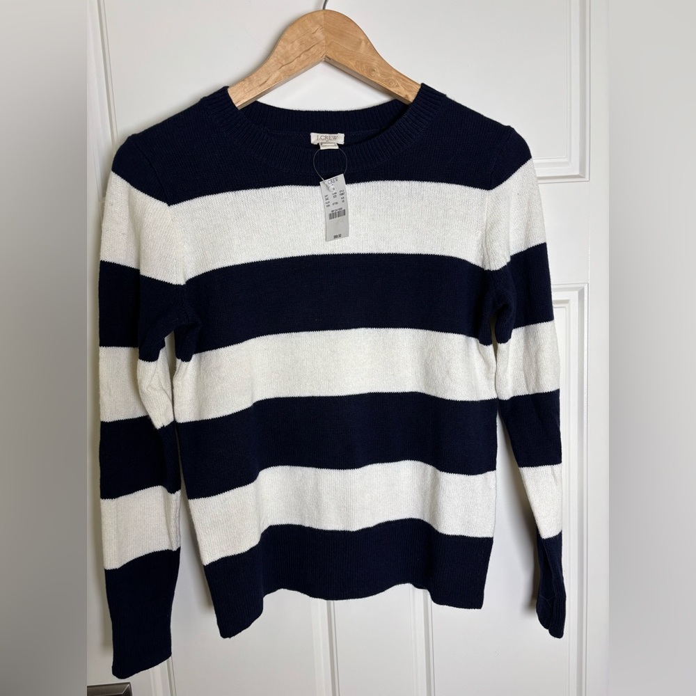 J. Crew XS Navy and White Striped Pullover
